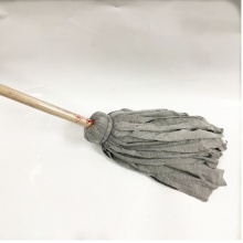 大圆头木把木杆布条棉线拖把吸水拖把白棉线绒线老式墩布拖布 蓝白棉线拖把1把