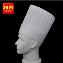 利得 一次性无纺布加厚厨师帽 20顶/包 23cm*29cm 酒店餐厅厨房男女厨师高帽 可调节厨师工作帽 白色平顶帽