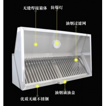 不锈钢排烟罩 商用酒店食堂饭店厨房油烟机强力大功率抽烟挡油板集烟防烟排风烟罩出风口长方形家用