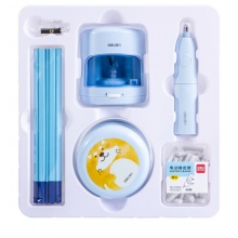 得力(deli)文具5件电动文具套装(桌面吸尘器+电动橡皮擦+电动卷笔刀+学姿铅笔+橡皮擦替芯) 33303