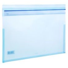 得力(deli)10只A4可书写标记透明文件袋 64300横式蓝