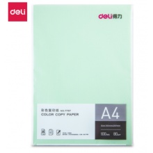 得力(deli)A4浅绿色打印纸 80g100张/包 7757