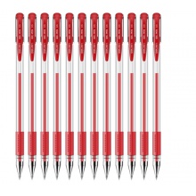 得力(deli)6600中性笔子弹头签字笔经典办公中性笔水笔0.5mm12支装 红色