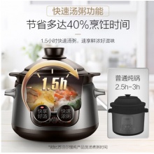 苏泊尔（SUPOR）电炖锅 电炖盅 煲汤锅 紫砂锅 耐高温中华炽陶内胆 炖汤养生煮粥锅 4L容量 TG40YC5