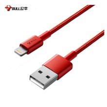 公牛苹果数据线/MFI认证芯片Xs Max/XR/X/8/6/6s/7Plus iPad充电线 1米 J7D10苹果编制数据线公牛红1米 全长1米