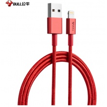 公牛苹果数据线/MFI认证芯片Xs Max/XR/X/8/6/6s/7Plus iPad充电线 1米 J7D10苹果编制数据线公牛红1米 全长1米