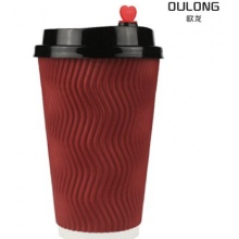 一次性杯子双层瓦楞纸杯子 16A，配套杯盖