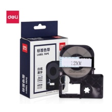 得力（deli）手持式标签打印机 便携式家用小型不干胶标签贴网线标签打印机 白底黑字DLT-212K (12mm*8.5m)