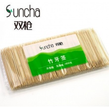 双枪 B450 竹牙签一次性双头尖细牙签环保卫生