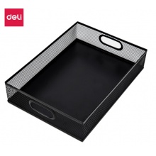 得力(deli)金属方形文件篮 镂空网材 黑色79080