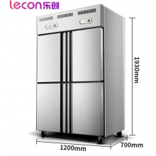 乐创（lecon）LC-LG04 商用四六门冰柜 冷藏冷冻双温立式冷柜不锈钢冰箱厨房冰箱 四门双温冷柜