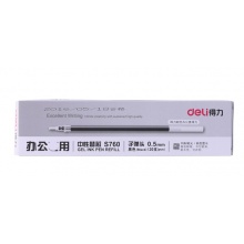 得力(deli)6600ES中性笔标准子弹头 0.5mm 水笔 签字笔 S760红色笔芯20支