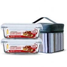 乐扣乐扣 耐热玻璃饭盒 大号微波炉专用加热保鲜盒套装  LLG431 750ML*2