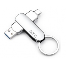 banq 256GB Type-C3.1 USB3.0 U盘 C90大钢环高速款 银色 OTG手机电脑两用优盘全金属360度旋转设计