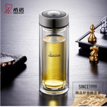 希诺（HEENOOR）双层玻璃杯便携带盖杯子泡茶杯过滤水杯 迷你款 180ML