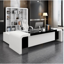 皇朽(HUANGXIU)黑白色烤漆老板桌