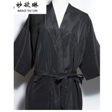 理发师工作服不粘毛理店客服美客袍廊专用顾客染衣剪和服型师 黑色客袍
