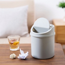 沐春 17*13cm 桌面迷你翻盖垃圾桶 浅灰（单位：个）