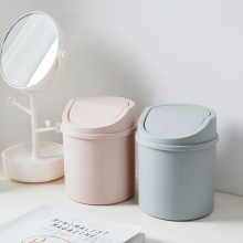 沐春 17*13cm 桌面迷你翻盖垃圾桶 浅灰（单位：个）
