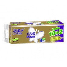 洁柔 卷纸4层无芯实心厕纸手纸卫生纸巾84g 12卷/CJ068（实心）