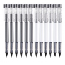 晨光(M&G)文具0.5mm黑色中性笔 直液式走珠签字笔 KINO系列水笔 12支/盒ARPM1701