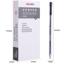 得力(deli)方寸格0.38mm中性笔 全针管 水笔签字笔 12支黑 DLSX-A405