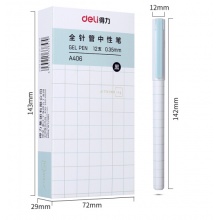 得力(deli)方寸格0.35mm中性笔 全针管 水笔签字笔 12支黑 DLSX-A406
