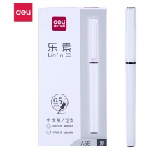 得力(deli)乐素时尚中性笔签字笔 0.5mm全针管12支/盒A55 黑/红