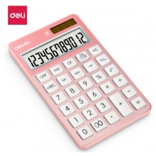 得力(deli)时尚办公双电源计算器 12位大屏显示计算机 玫瑰金1576A