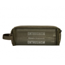 得力笔袋透明网格铅笔盒学生大容量文具收纳袋 66871橄榄绿