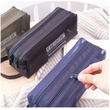 得力笔袋透明网格铅笔盒学生大容量文具收纳袋 66871橄榄绿