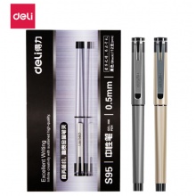 得力(deli)0.5mm商务中性笔水笔签字笔 办公用品 S95 12支/盒黑