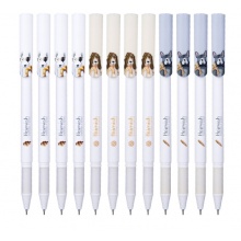 得力(deli)汪星人中性笔水笔学生签字笔 0.35mm全针管12支/盒DL-A431黑