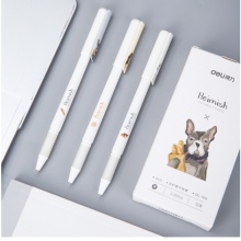 得力(deli)汪星人中性笔水笔学生签字笔 0.35mm全针管12支/盒DL-A431黑