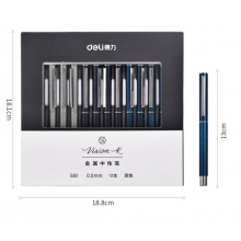 得力(deli)金属中性笔签字笔水笔 子弹头0.5mm黑色12支/盒 S81