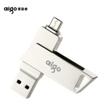 爱国者（aigo）16GB Micro USB USB3.0 两用U盘 U385银色 双接口手机电脑两用
