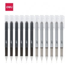 得力(deli)速干0.5mm黑色中性笔签字笔 时尚笔身12支 DLSX-A111
