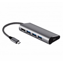 GUANYEE冠艺USB分线器 多功能hub转换器type-c转网口 type-c转（usb3口3.0+HDMI转接）