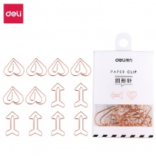 得力0057异形回形针(玫瑰金)(12枚/盒)