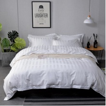 本色人家 白色缎条加密面料 床品 200cm*230cm