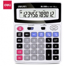 得力(deli)12位宽屏带闹铃语音计算器  白色1531