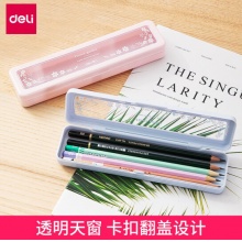 得力（deli） 创意简约铅笔盒学生笔袋小清新  花纹款-蓝色 70857