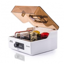 优必利 手提印章盒财务印章箱 多功能收纳箱 透明翻盖公章箱 4656 白咖