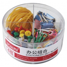 优必利 组合套装长尾票据夹/彩色燕尾夹铁夹子 组合装：图钉/回形针/票夹/橡皮筋  4057