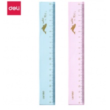 得力(deli)18cm办公学生绘图制图刻度塑料直尺 颜色随机 71980