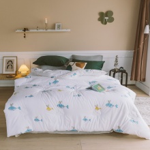 本色人家 全棉棉花被 单人双人 冬被春秋被加厚 220X240cm_8斤(填充5.3斤) 可爱鲸灵