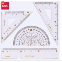 得力(deli)79525连中三元套尺15cm(透明本色)(套)