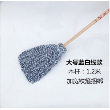 航若 圆木杆墩布棉线吸水宽拖把 加厚圆头(蓝白色)棉线