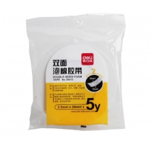 得力(deli)强力高粘度EVA泡棉双面胶带 24mm*5y*2.5mm 白色30412