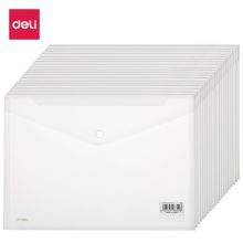 得力(deli)20只A4按扣透明文件袋 27008